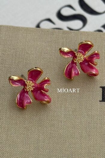MioArt Women's Enamel Flower Earrings