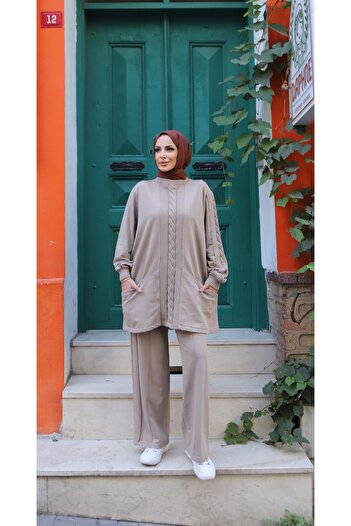 NİSUM MODA Two-Thread Knitwear Set with Side Pockets