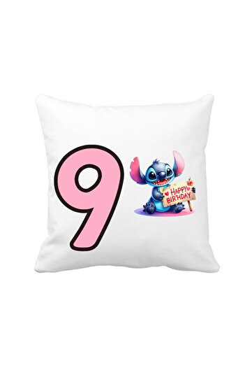 CrisPrint Personalized square pillow with birthday number and Stich girls