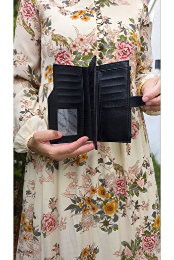 Just Polo Women's Black Wallet with Multiple Compartments Including Coin and Card Slots