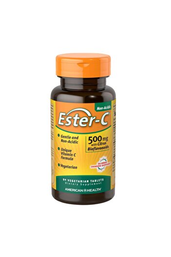American Health Ester-C With Citrus Bioflavonoids - 24-Hour Immune Support, Gentle On Stomach, 500mg, 90 Tablets