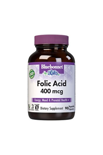 Bluebonnet Nutrition Folic Acid 400 mcg, Prenatal & Postnatal, Vegan, 90 Capsules