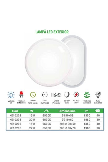 Klaus Round outdoor LED wall lamp KE10203, 21W, 6500K, IP54