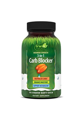 Irwin Naturals Maximum Strength 3-in-1 Carb Blocker - Neutralize Carbohydrates - 75 Liquid Softgels