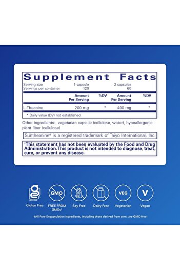 Pure Encapsulations L-Theanine - Amino Acid Supplement to Support Relaxation, Stress & Nervous System - 120 Capsules