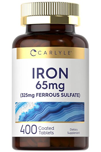 Carlyle Iron Ferrous Sulfate 325mg, 65mg | 400 Tablets | Non-GMO & Gluten Free