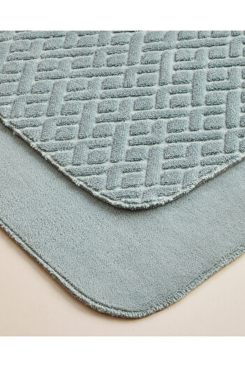 English Home Gridline Bath Mat Set 60X100 cm + 50X60 cm Dark Green