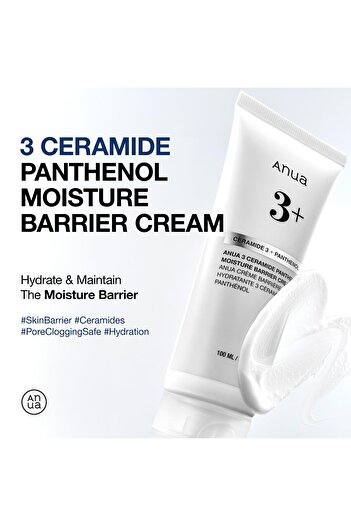 ANUA 3 Ceramide Panthenol Moisture Barrier Cream, Hydrating Face Moisturizer for Normal Skin (100ml)