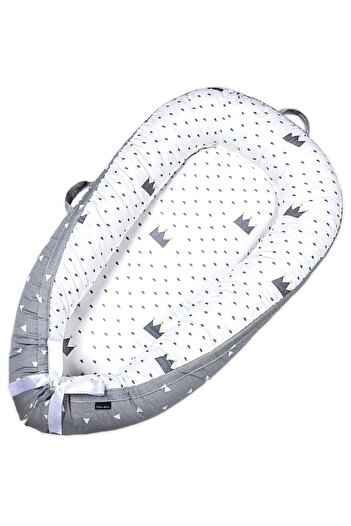 Little Story Soft Breathable Fiberfill Newborn Lounger Bed - Royal Grey