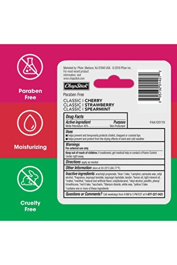 ChapStick Lip Care Set, Classic Collection 3-Pack – Spearmint, Cherry, and Strawberry Lip Balm, 0.15 Ea