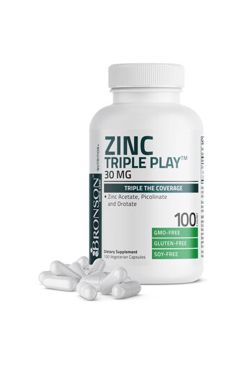 Bronson Zinc Triple Play 30 mg Immune Support - 100 Vegetarian Capsules