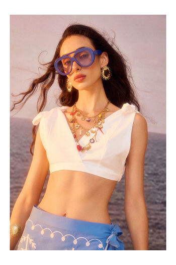 LC Waikiki Lacing Detailed Double Breasted Bustier Blouse White