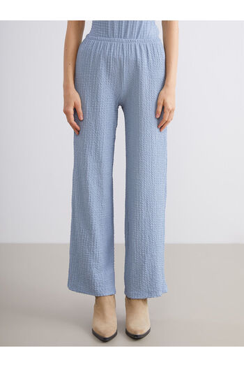 LC Waikiki Indigo Elastic Waist Textured Women's Pants