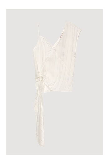 LC Waikiki Lace Detailed Pinstripe Blouse Ecru
