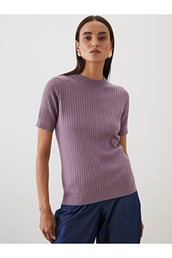 LC Waikiki Purple Crew Neck Women's Knitwear Sweater