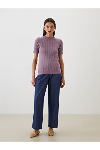 LC Waikiki Purple Crew Neck Women's Knitwear Sweater