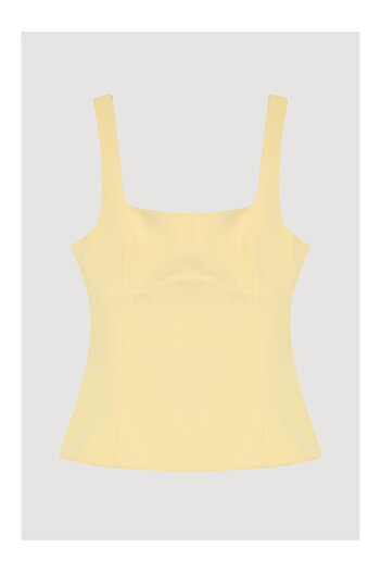 LC Waikiki Sari Back Ribbon Detailed Square Neck Strap Blouse Yellow