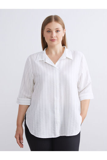 LC Waikiki White Loose Fit Striped Blouse