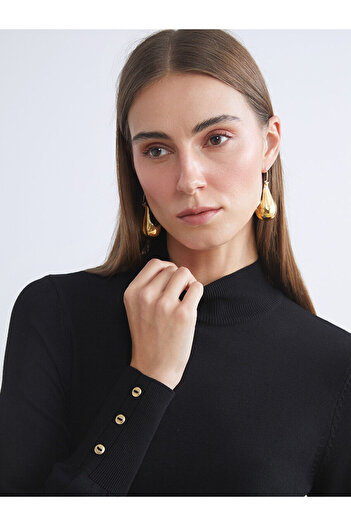 LC Waikiki Black Stand Collar Women's Knitwear Sweater