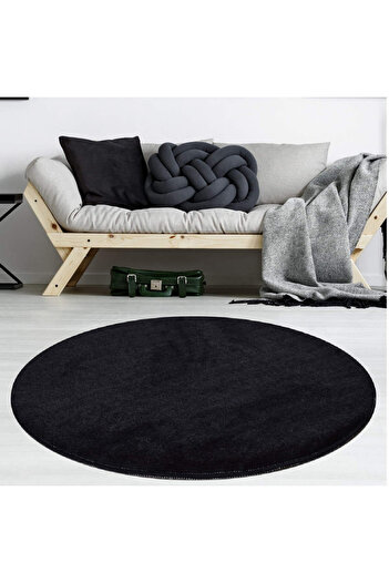 Chilai Home Carpet 882CHL1042, diameter 90 cm, acrylic threads, Black