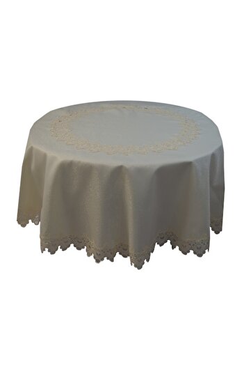 Emimona Fata de masa rotunda cu dantela Ø 135 cm, Crem