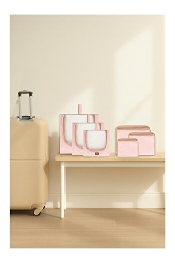 MorBebe 6'lı Bavul Organizer ve Alt Açma Hastane Çıkışı Set (Pembe)