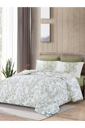 Donetella 4-Piece Comforter Set - Single Size 170x230cm, Printed, All Season, Microfiber, 350 GSM Filling.