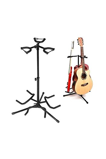 MegArya Adjustable Three Hold Guitar Stand; Holds Electric or Acoustic Guitar