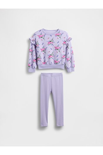 GAP Kız Bebek Açık Lila Sweatshirt & Legging Tayt Set