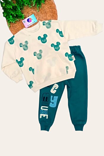 dinamik çocuk Boy's Kangaroo Pocket 2-Piece Top and Bottom Set, 2-Thread, Seasonal, 3-4-5-6 Years Old