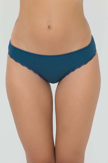 İLKE İÇ GİYİM Women's Lace Detailed Thin Striped Panties 5 Pieces