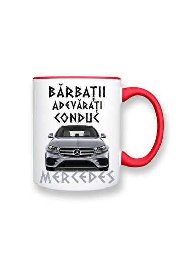 OEM Personalized mug for auto enthusiasts with message: 'Real men drive Mercedes', Betaprint, white with