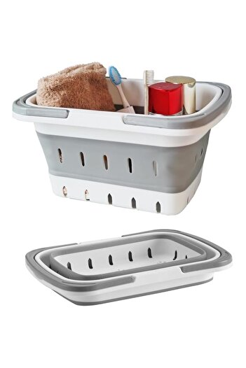 Generic Azonee Portable Folding Plastic Bathroom Storage Basket with Handle for Bathroom, College Dorm Essen
