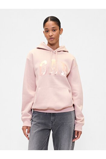 GAP Kadın Açık Pembe Logo Fleece Sweatshirt