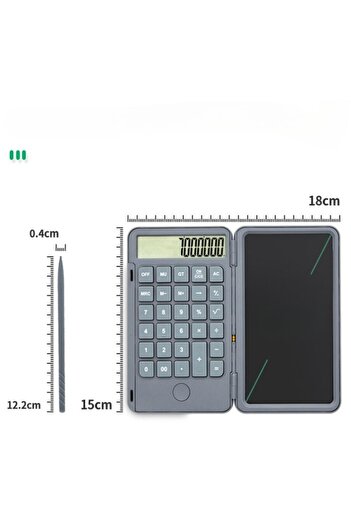 Flippy Rechargeable Handheld Calculator with Writing Board, Flippy, 15 cm Screen, Gray Color