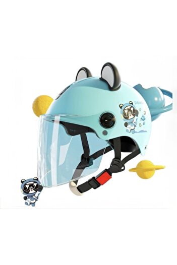 OEM Bike Protection Helmet for Kids – Panda Blue Model, with visor