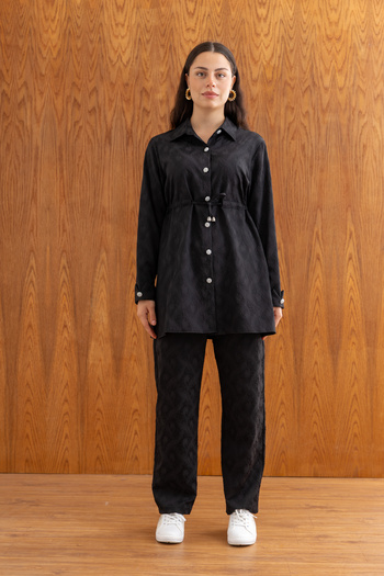 TUĞBA ERGÜL Women's Patterned Shirt and Pants Two-Piece Set