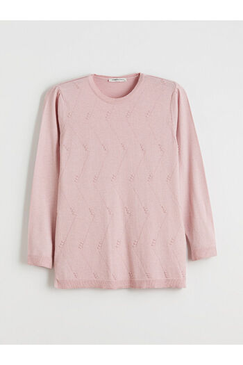 LC Waikiki Pink Crew Neck Self Patterned Women's Knitwear Sweater
