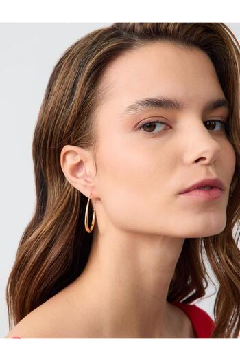 Jimmy Key Gold Color Glossy Thin Hoop Earrings