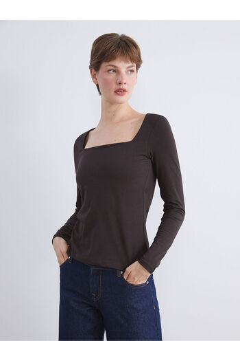 LC Waikiki Brown Square Neck Women's T-Shirt