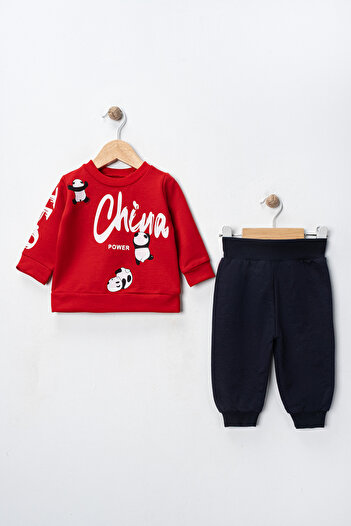 DIMPLE BABY Panda Printed Text 2-Piece Baby Set