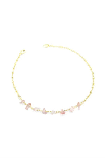 SepetBudur Natural Stone Anklet - Gold