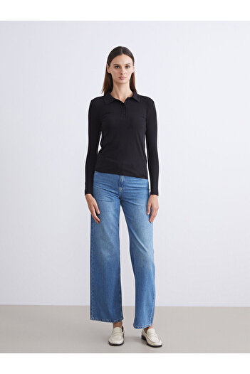 LC Waikiki Black Polo Neck Women's T-Shirt