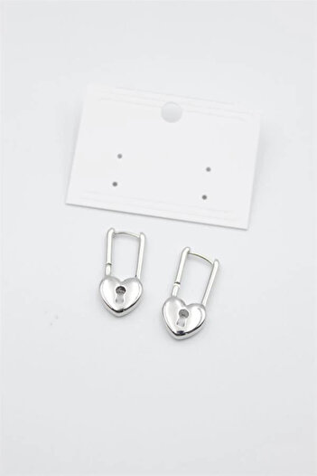 Royaleks Heart Lock Earrings - Silver