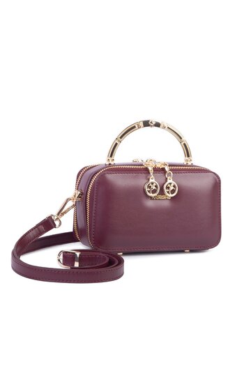 Nas Bag Women's Mini Handbag and Crossbody Bag Burgundy (Width: 18 cm Length: 10 cm)