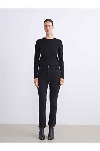 LC Waikiki Black Slim Fit Women's Ribbed Jean Pants