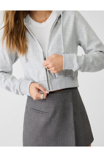 Stradivarius Zip Hoodie, grey