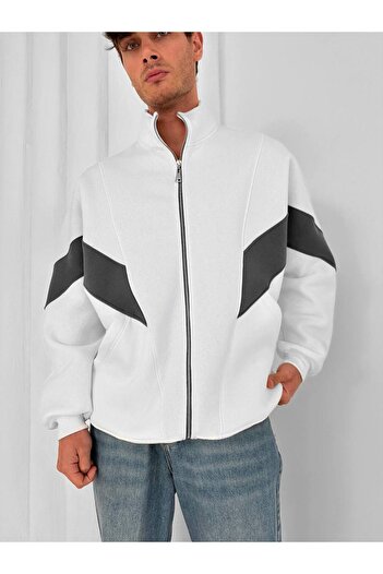 İLKCET MODA Yan Detail Unisex Oversize Zippered Sweatshirt
