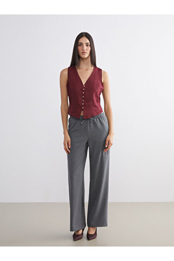 LC Waikiki Özmarka New Season V-Neck 100% Linen Women's Classic Vest