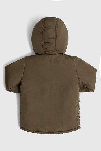 Go Veform Fiber-Filled Fleece Inner Lining Bee Embroidered Puffer Coat